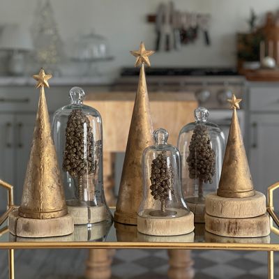 Star Topped Aged Metal Cone Tree