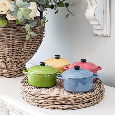 Stoneware Ramekin Dish With Lids Set of 4
