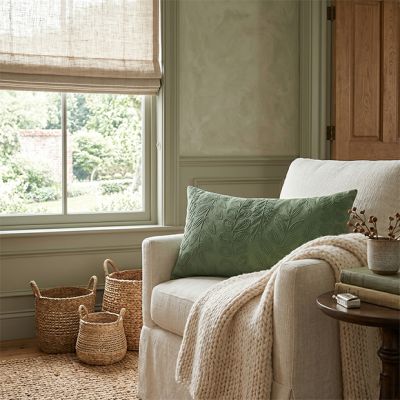 Stonewash Green Leaf Pattern Lumbar Pillow