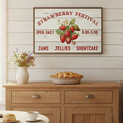 Strawberry Festival Rustic Framed Canvas Wall Art