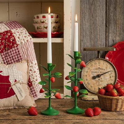 Strawberry Vine Taper Candlestick Set of 2