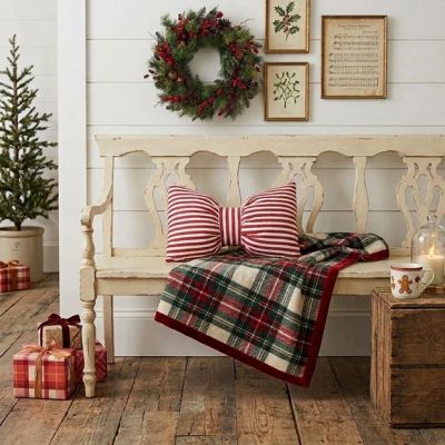 Striped Bow Accent Pillow