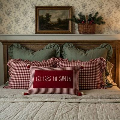 Striped Letters To Santa Pillow With Pocket