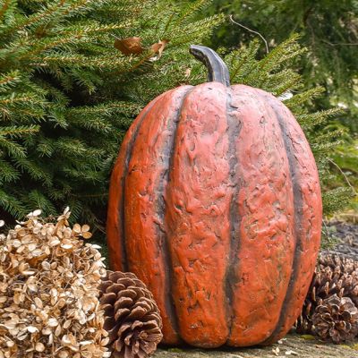 Tall Orange Paper Mache Pumpkin 14 Inch