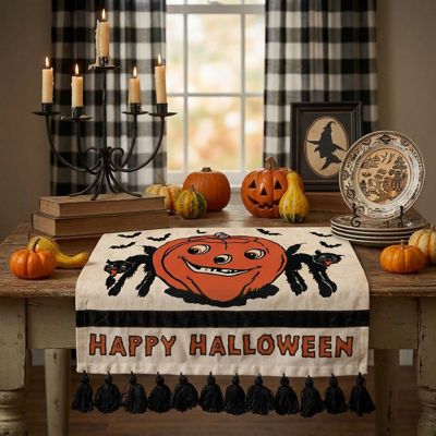 Tassel Trim Happy Halloween Table Runner