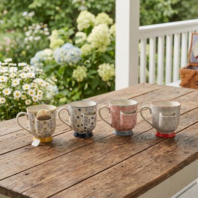 Tea Bag Holder Stoneware Mug Set of 4