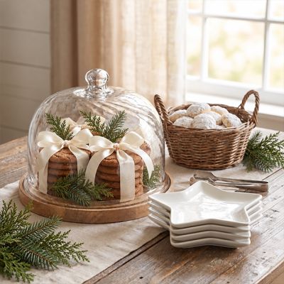 Textured Glass Dome Cloche With Base