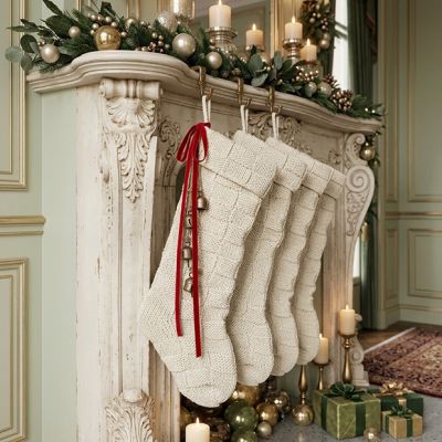 Textured Knit Cream Stocking