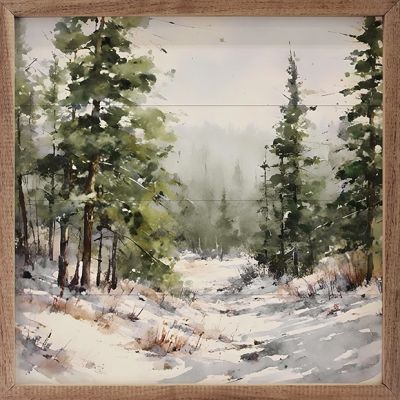 Timber Snowy Path Framed Wall Art