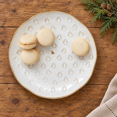 Tree Motif Debossed Stoneware Plate