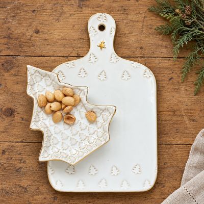 Tree Motif Stoneware Tree Shaped Plate