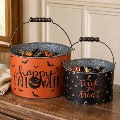 Trick or Treat Halloween Buckets Set of 2