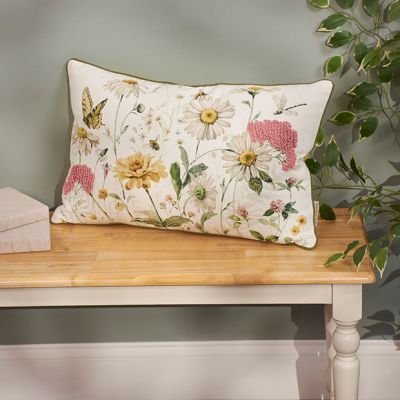 Tufted Garden of Daisies Lumbar Pillow