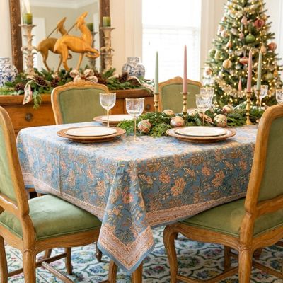 Tuscan Botanical Block Print Tablecloth