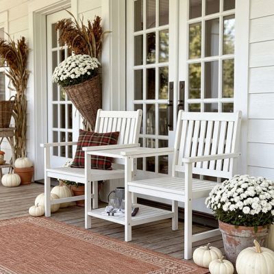 Two Seat Outdoor Wood Bench
