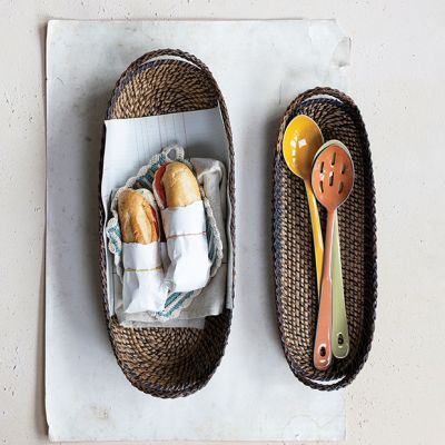 Two Tone Woven Bread Basket Set of 2