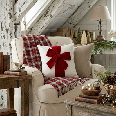 Velvet Bow Wrapped Accent Pillow