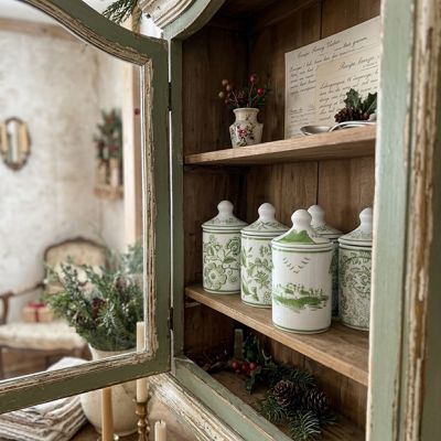 Verdant Garden Stoneware Spice Jar Set of 4