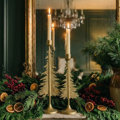 Verdigris Evergreen Taper Holder One of Each