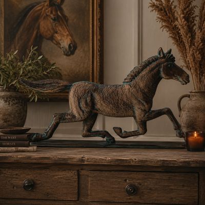 Verdigris Trotting Horse Figure