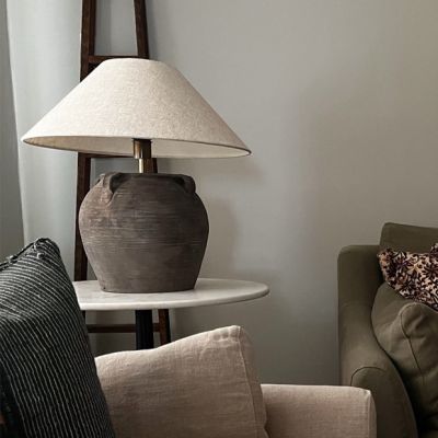 Vintage Clay Pot Table Lamp With Handles