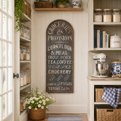 Vintage Style Embossed Metal Provisions Sign