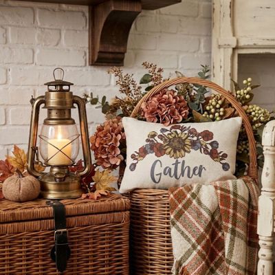 Vintage Floral Design Gather Accent Pillow Set of 2