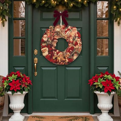 Vintage Inspired Santa Collage Wreath