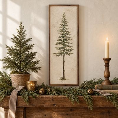 Vintage Pine Tree Framed Wall Decor