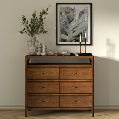 Walnut Finish 6 Drawer Dresser