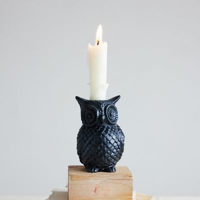 Watchful Owl Taper Candle Holder