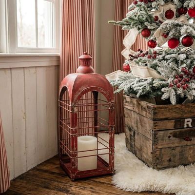 Weathered Red Metal Lantern