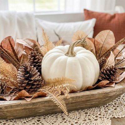 White Harvest Pumpkin Figurine 6 Inch