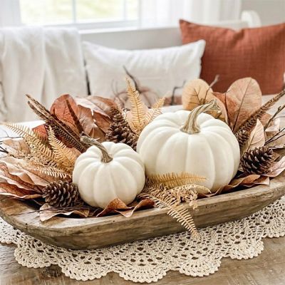 White Harvest Pumpkin Figurine Set of 2