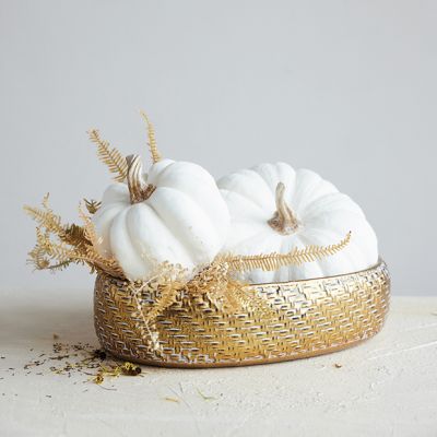White Harvest Pumpkin Figurine Set of 2
