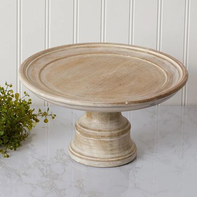 Whitewash Wood Pedestal Cake Stand