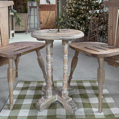 Whitewashed Spindle Base Side Table