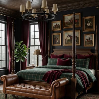 Windowpane Plaid Green Bedding Set