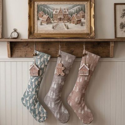 Winter Print Voile Stocking Set of 3