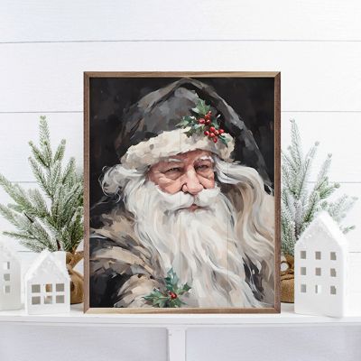 Wise Grayscale Santa Wall Art