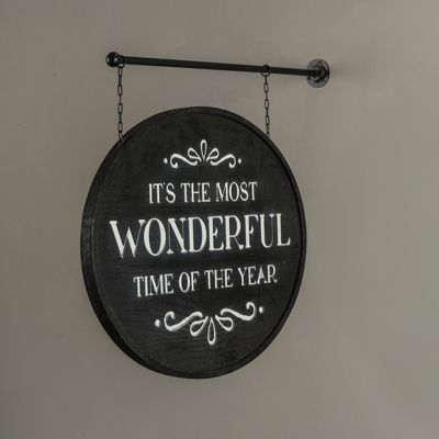 Wonderful Time of the Year Round Hanging Wooden Sign