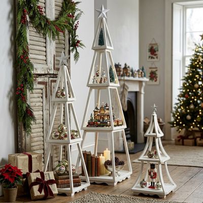 Wooden White Tiered Display Tree