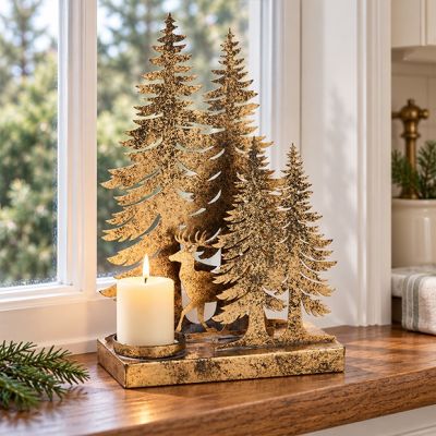Woodland Cut Out Pillar Candle Holder