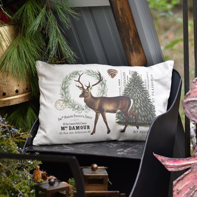 Woodland Winter Deer Accent Pillow