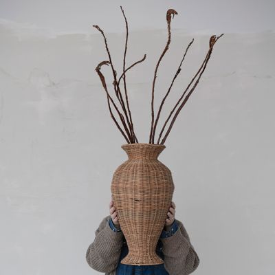Woven Rattan Statement Vase