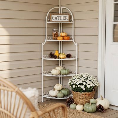 Wrought Iron Outdoor Corner Shelf