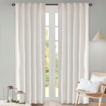 Cotton Jacquard Pom Pom Window Panel Set of 2 84 Inch