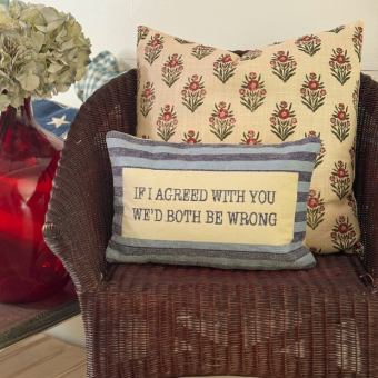 Floral Block Print Accent Pillow