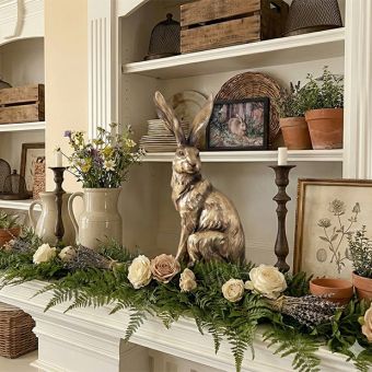 Gold Finish Standing Rabbit Figure