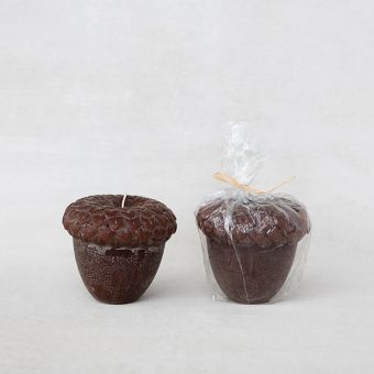 Acorn Shaped Unscented Candle Brown
